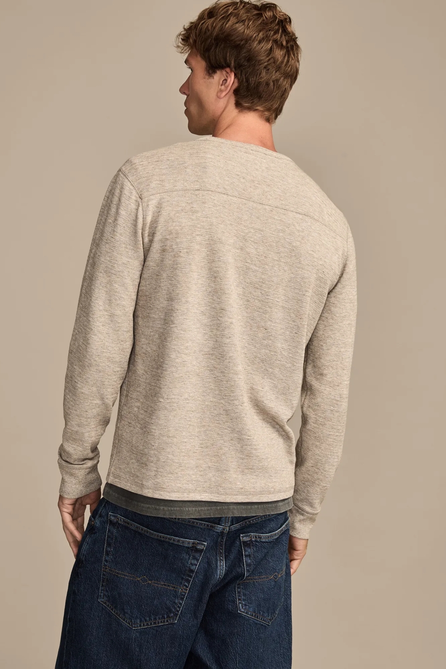 TEXTURED KNIT CREW PULLOVER — OATMEAL — image 3
