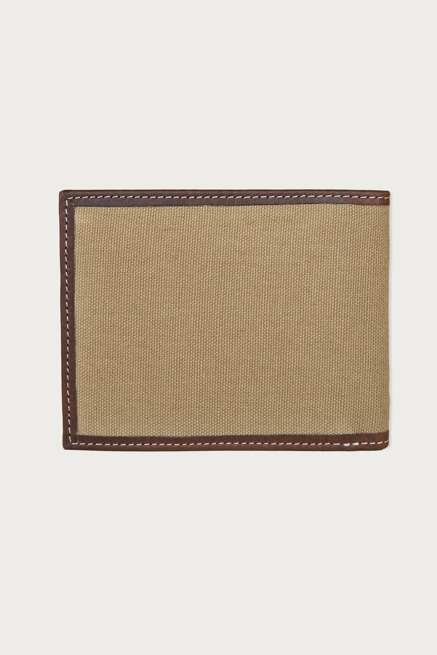 CANVAS WITH LEATHER TRIM BIFOLD WALLET — NATURAL — image 2