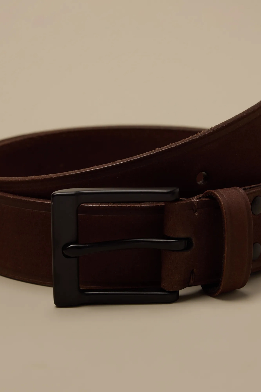 GROMMET LEATHER BELT — DARK BROWN — image 3