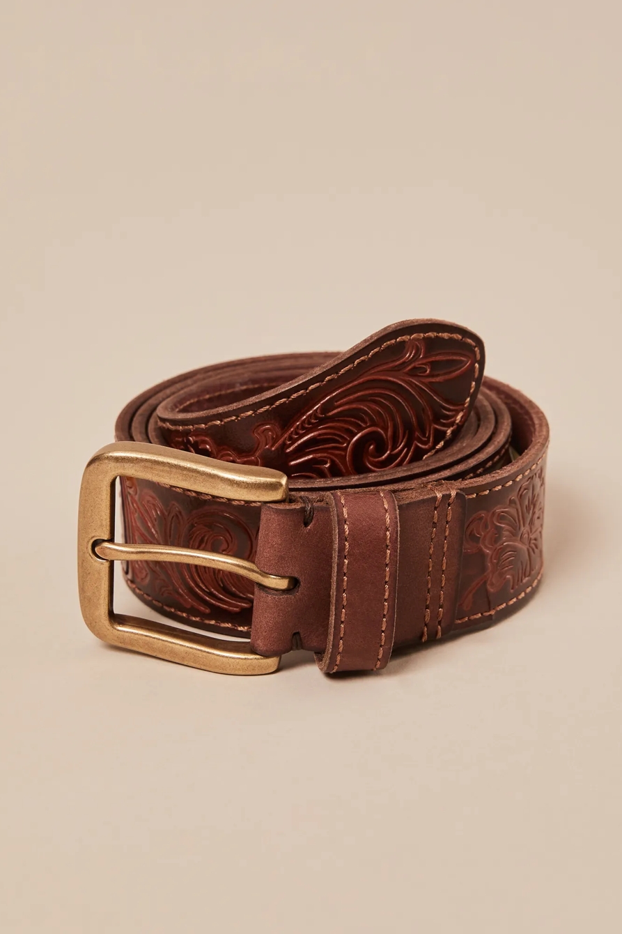 EMBOSSED BELT — DARK BROWN — image 1