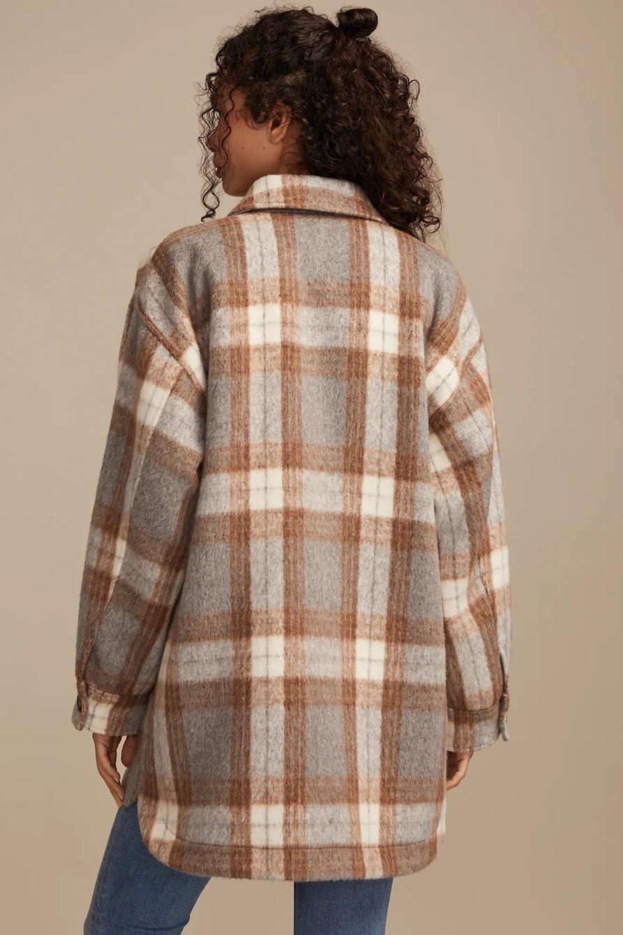 OVERSIZED PLAID SHIRT JACKET — Grey Plaid — image 3
