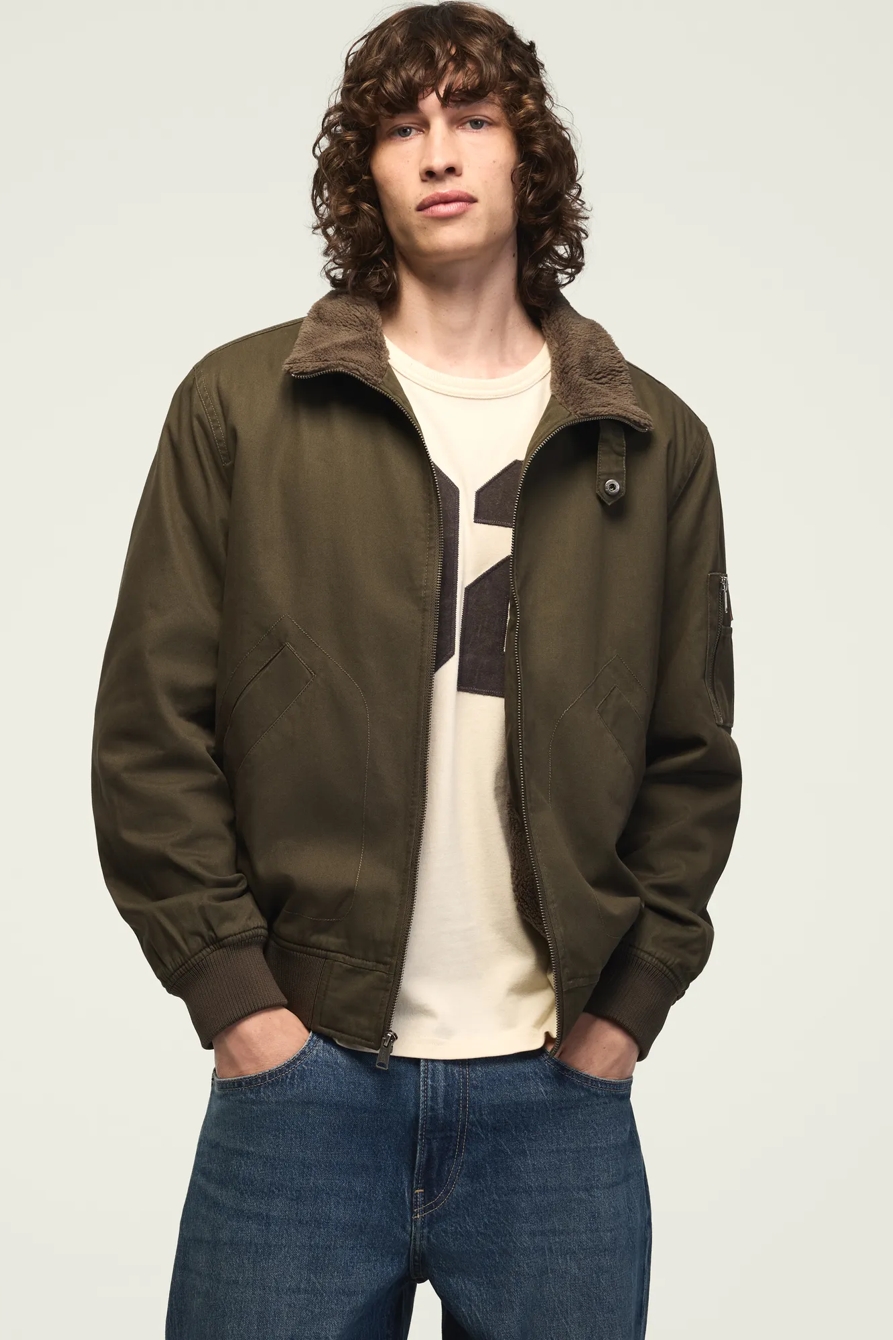 SHERPA LINED FLIGHT JACKET — OLIVE — image 5