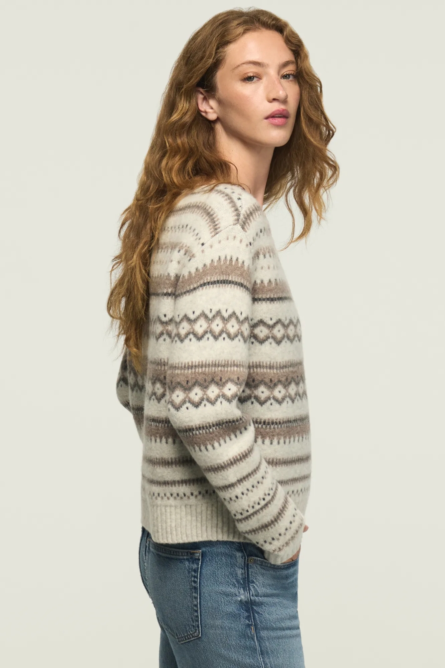 FAIR ISLE CREW SWEATER — LIGHT HEATHER GRAY — image 4