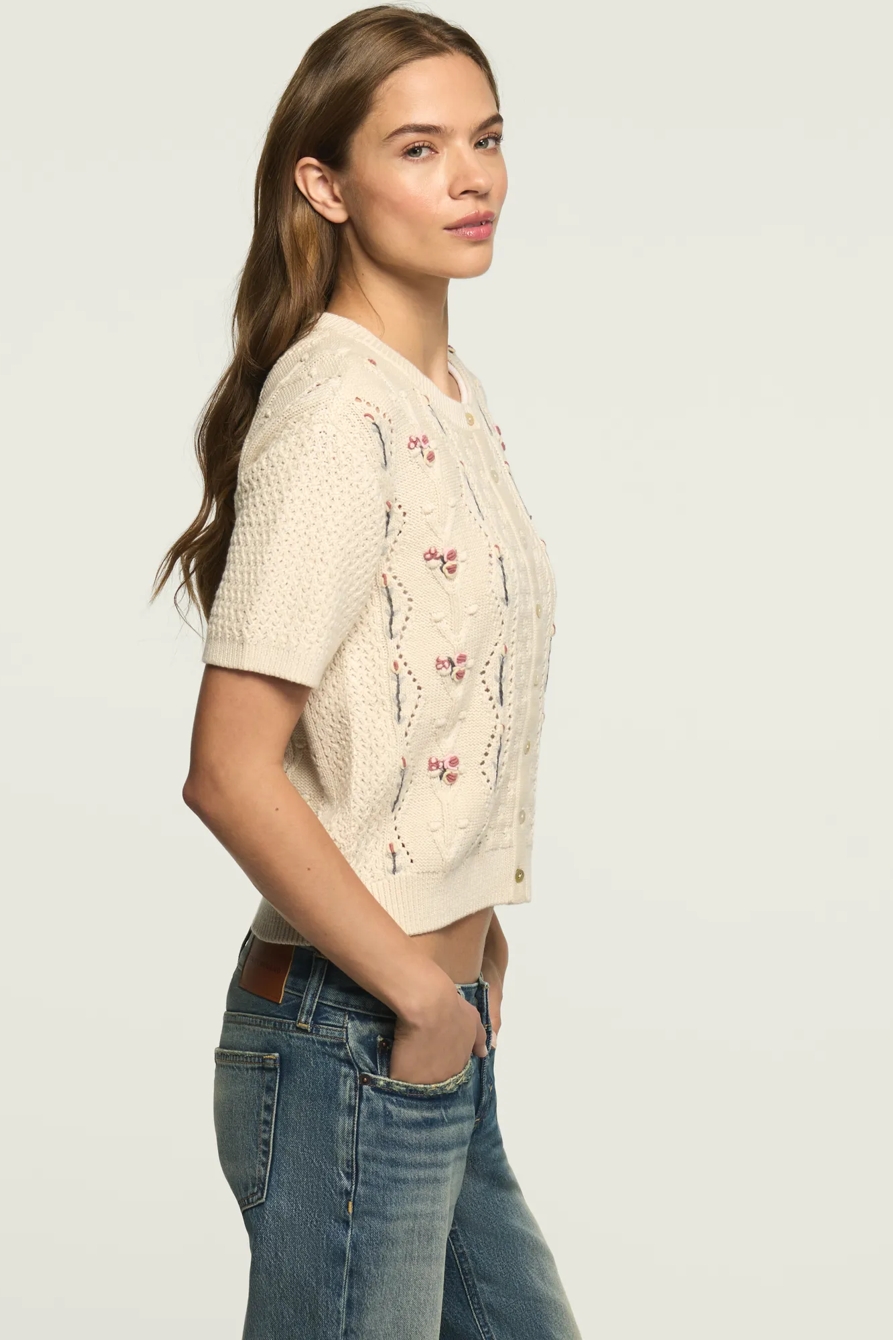 ROSETTE BUTTON UP SWEATER TEE — Turtledove — image 4