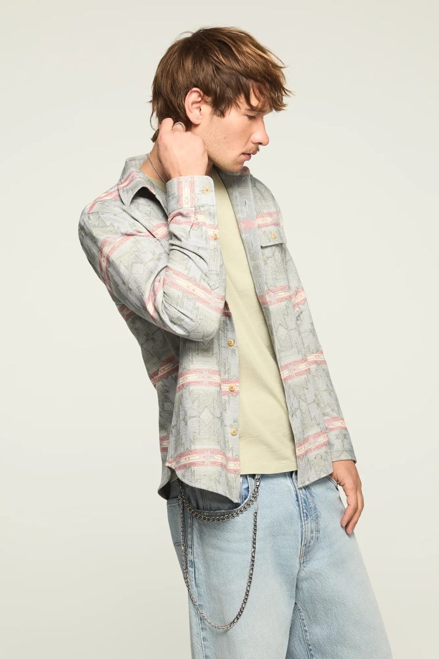 JACQUARD HUMBOLDT UTILITY SHIRT — BLUE MULTI — image 5