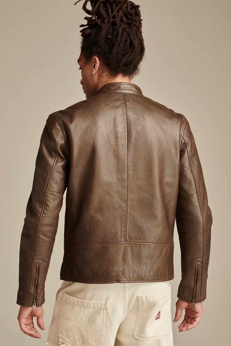 WASHED LEATHER BONNEVILLE JACKET — DARK BROWN — image 4