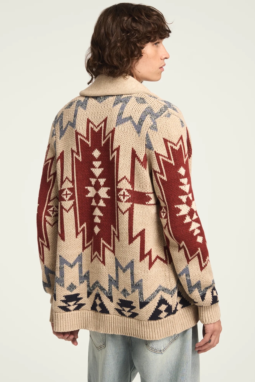 SOUTHWESTERN SHAWL COLLAR SWEATER — Plaza Taupe — image 1