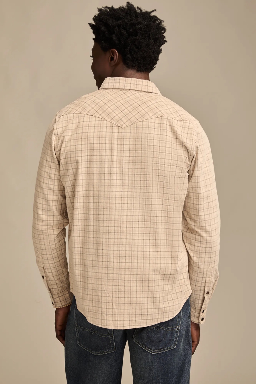 LONG SLEEVE PLAID CORDUROY WESTERN SHIRT — NATURAL MULTI — image 6