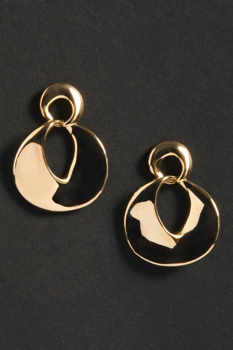 CIRCLE DROP EARRINGS — GOLD — image 2