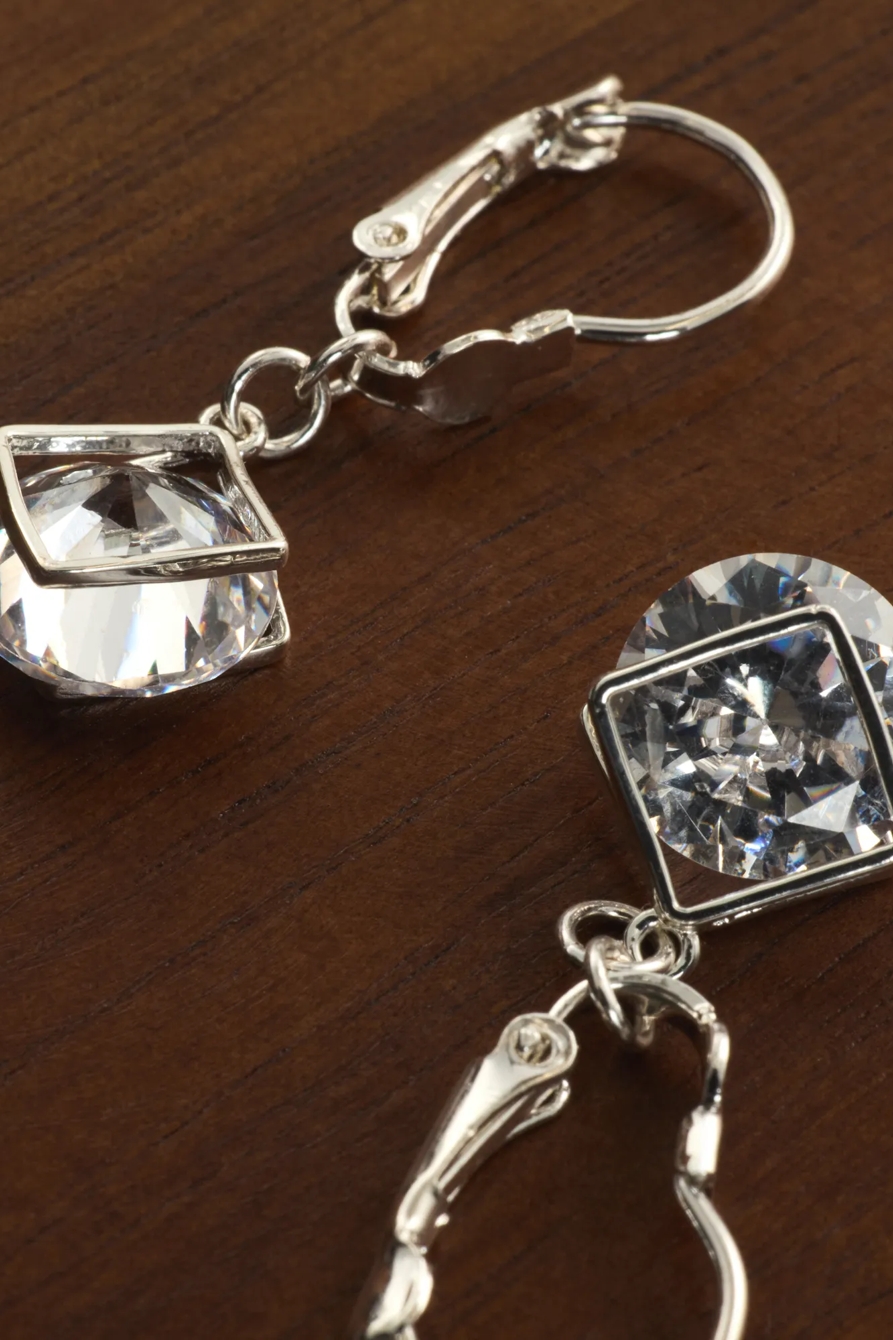 Drop Crystal Earrings — SILVER — image 2