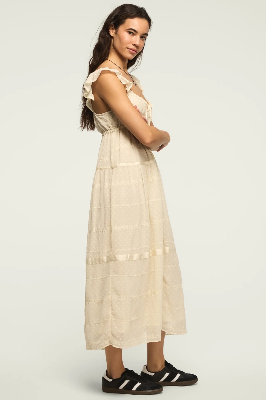 EASY TIERED BUTTON THROUGH MAXI DRESS — CREAM — image 4