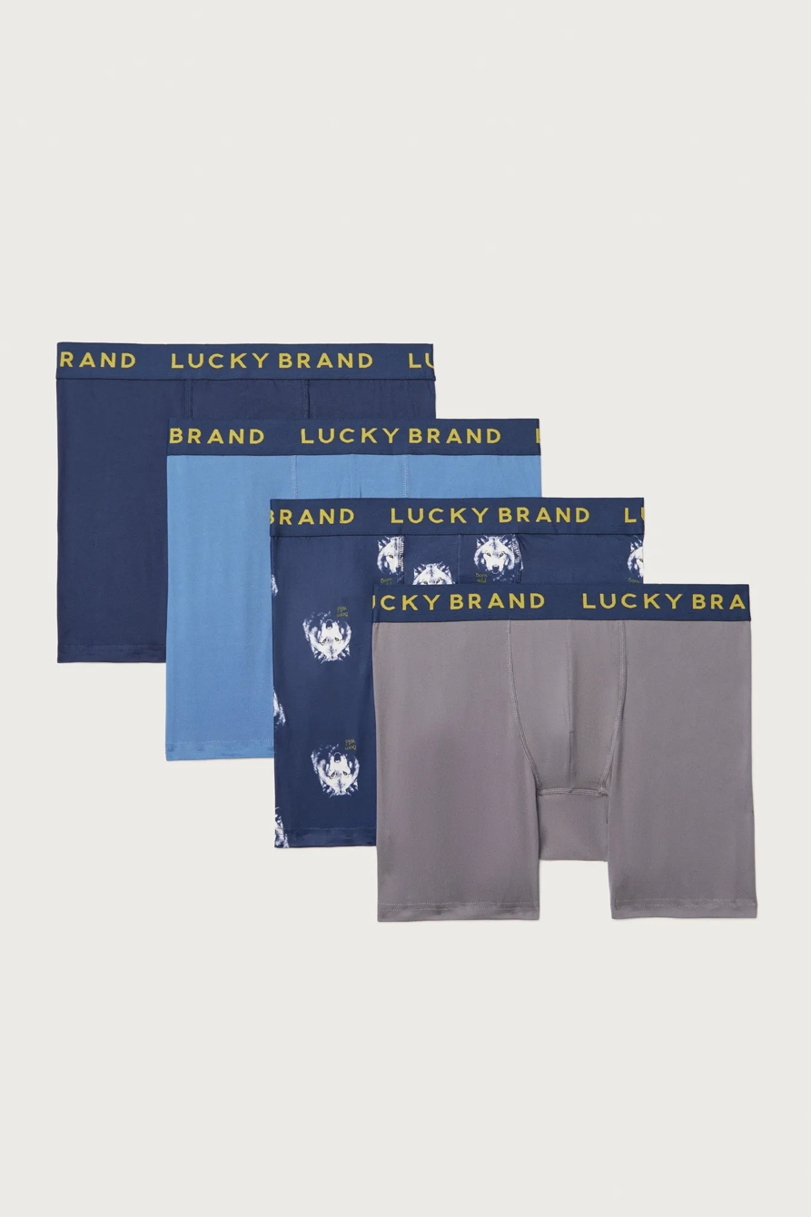 4 PACK ESSENTIAL SOFT BOXER BRIEFS — INDIGO PRINT — image 1