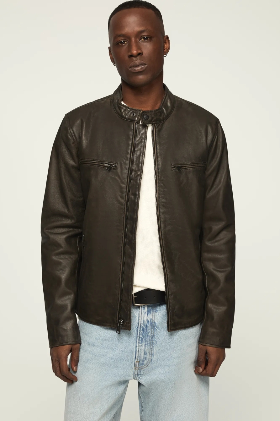 WASHED LEATHER BONNEVILLE JACKET — WASHED BLACK — image 1