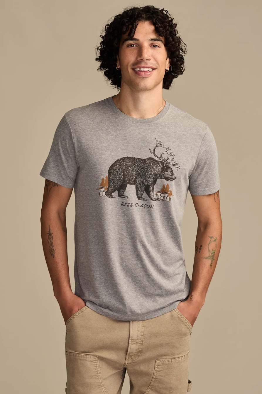 BEER BEAR TEE — HEATHER GREY — image 1