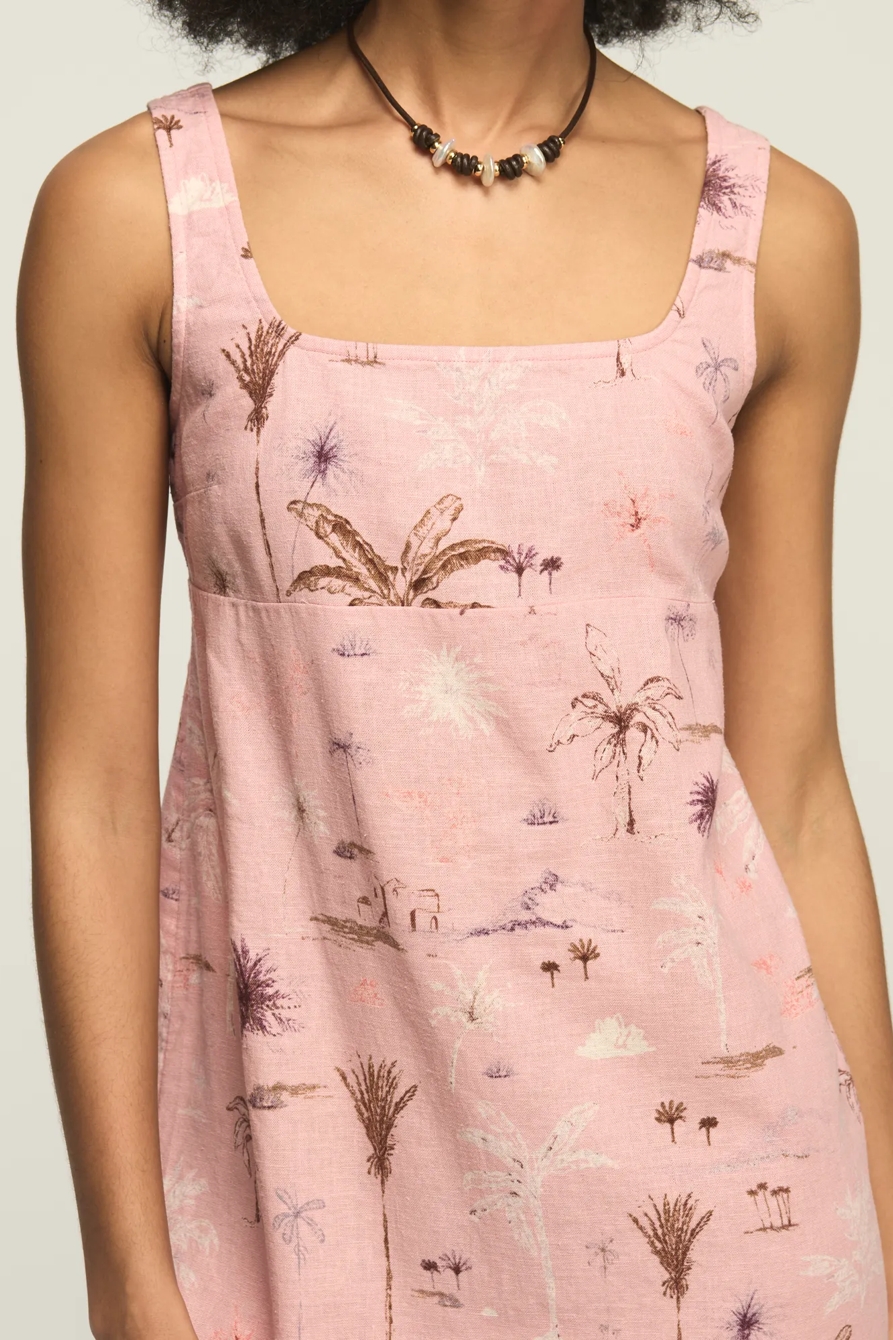 PALM TREE MINI DRESS — MAUVE PALM PRINT — image 5