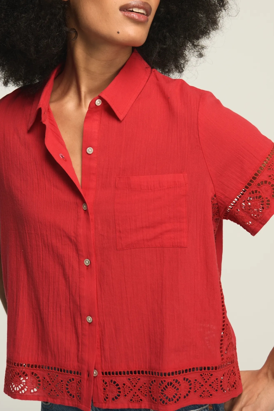 CUTWORK CAMP SHIRT — 636 RED — image 2