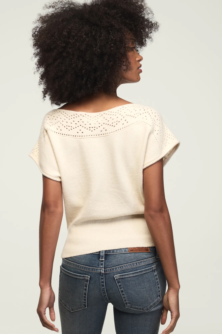 POINTELLE CLOUD SOFT SWEATER TEE — WHITECAP GRAY — image 4