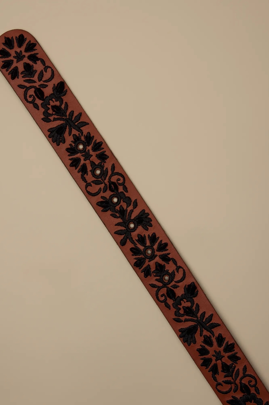 BLACK EMBROIDERED BELT — BROWN — image 2