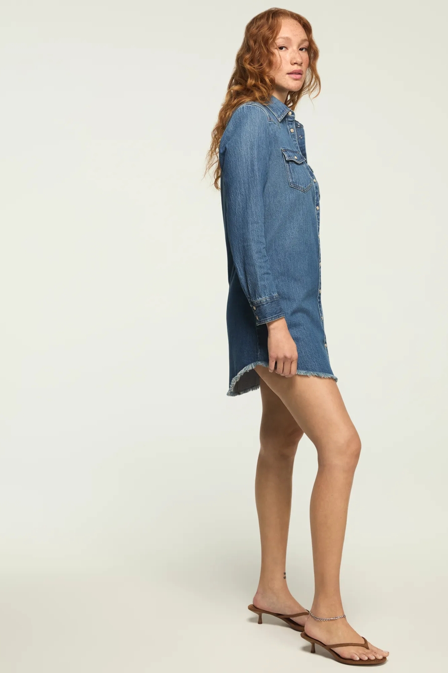 DENIM SHIRT DRESS — TAKE OUT WASH — image 4
