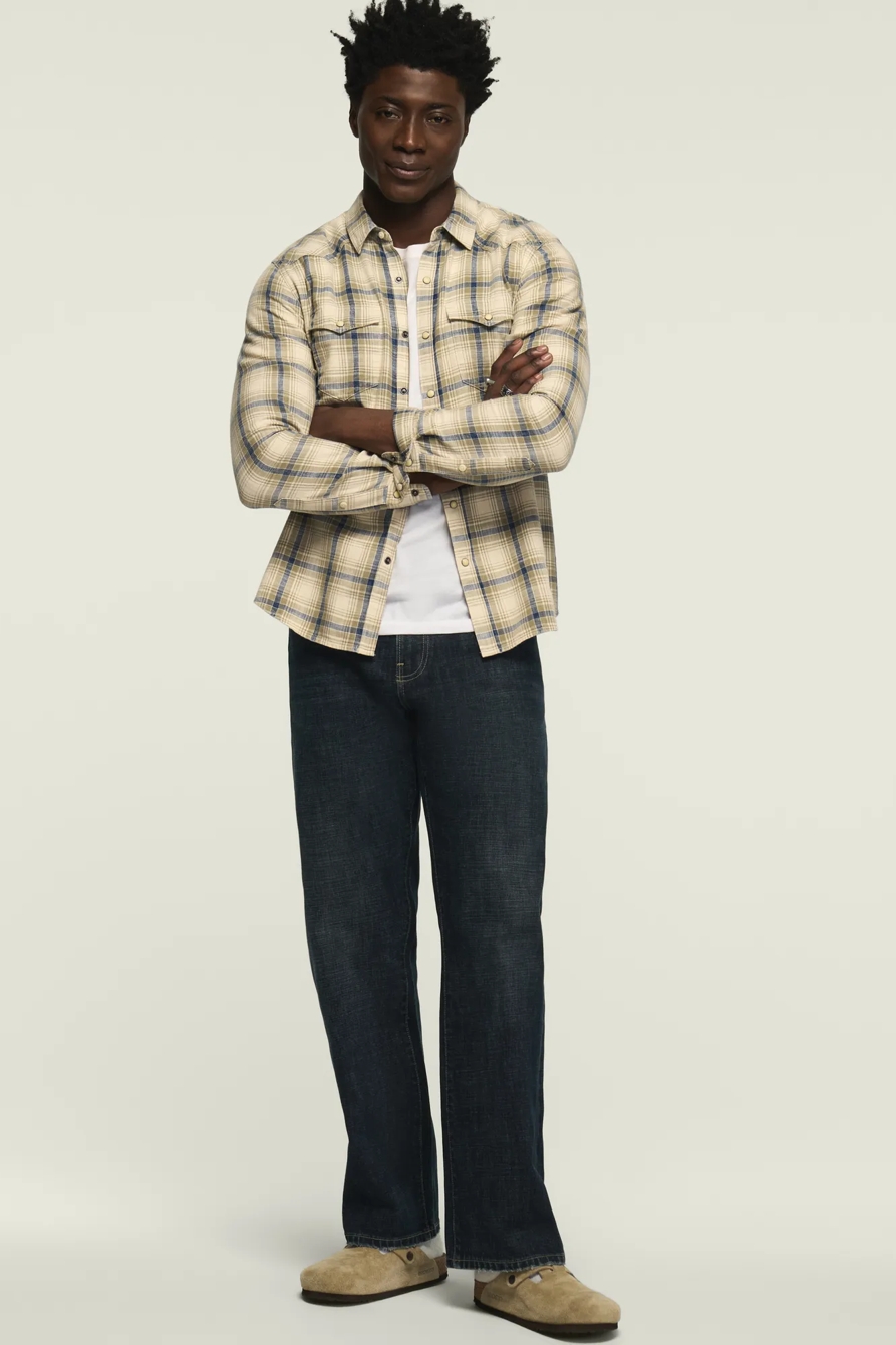 INDIGO PLAID WESTERN SHIRT — NATURAL MULTI PLAID — image 2