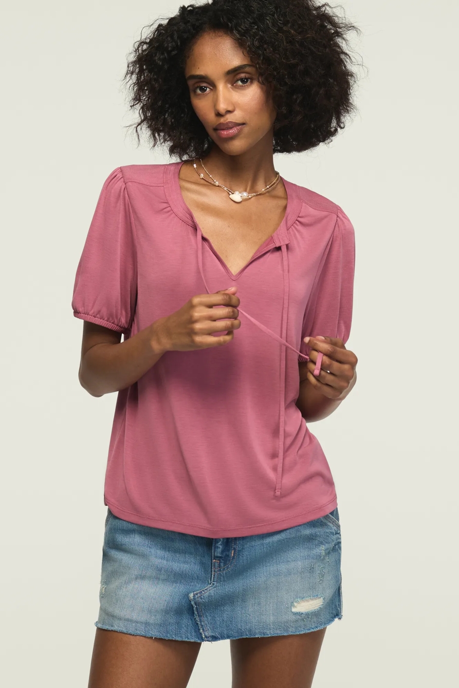 SANDWASH TIE FRONT TOP — MAUVEWOOD — image 1