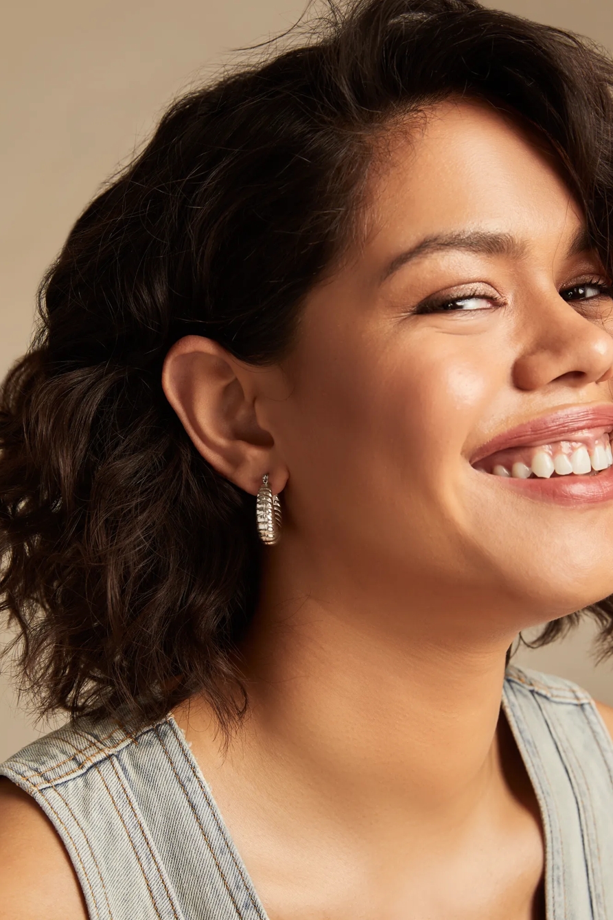 CHUNKY TWIST HOOPS — SILVER — image 2