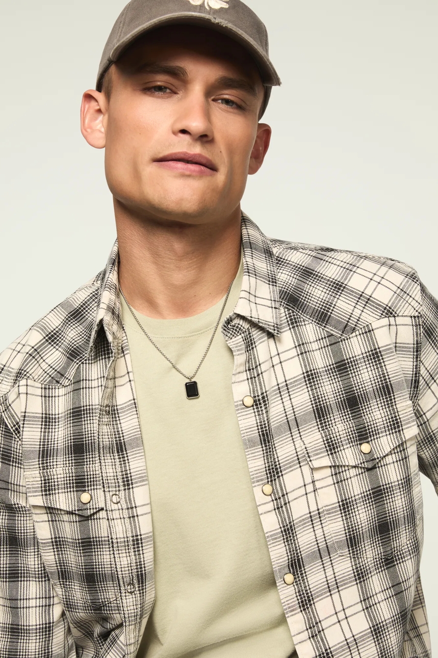 SULFUR TWILL LONG SLEEVE WESTERN SHIRT — CREAM MULTI — image 5
