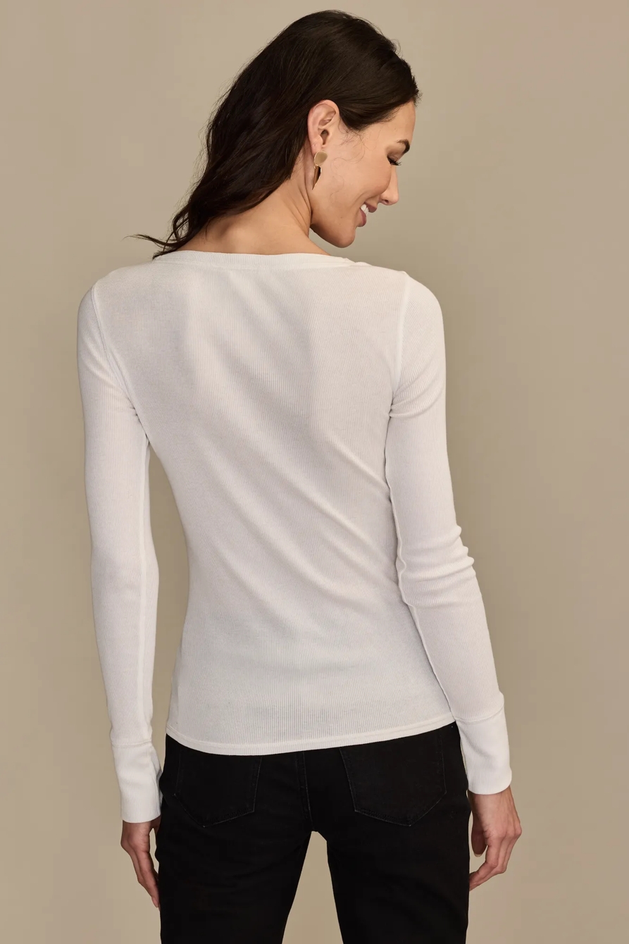 EMBELLISHED HENLEY TOP — WHITE — image 3