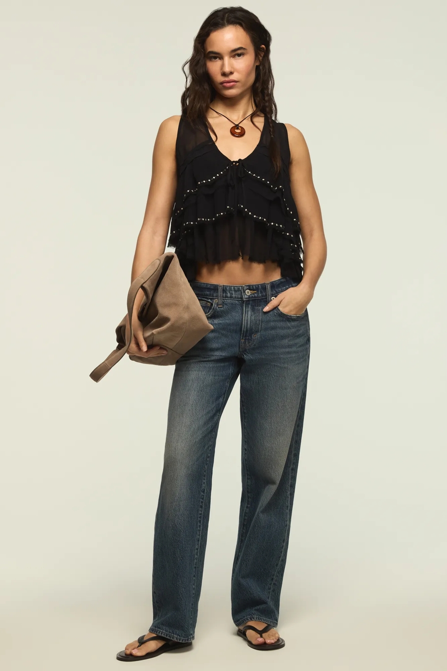 FESTIVAL STUDDED RUFFLE VEST — METEORITE — image 5