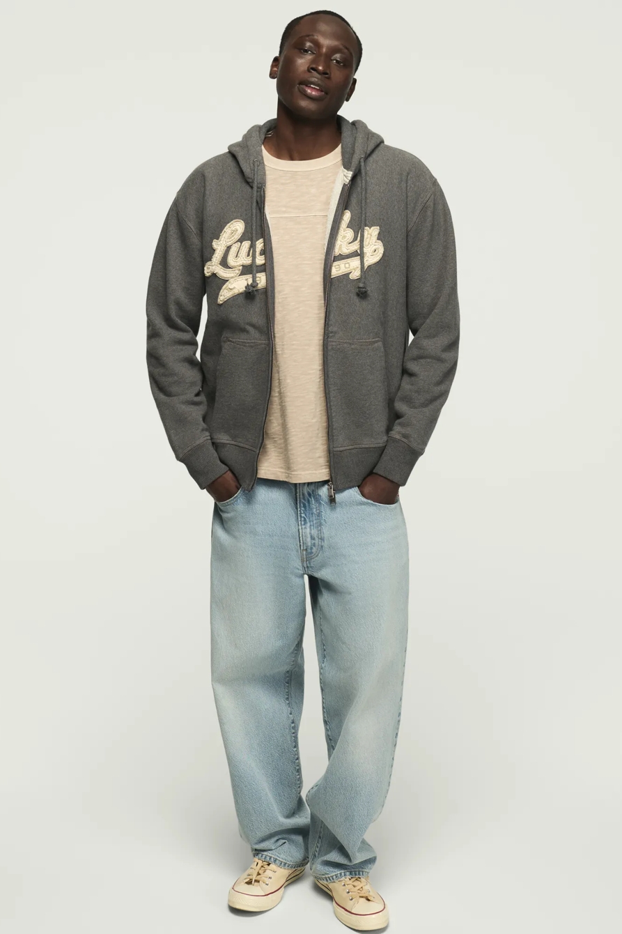 VINTAGE FULL ZIP HOODIE — CHARCOAL HEATHER GREY — image 2