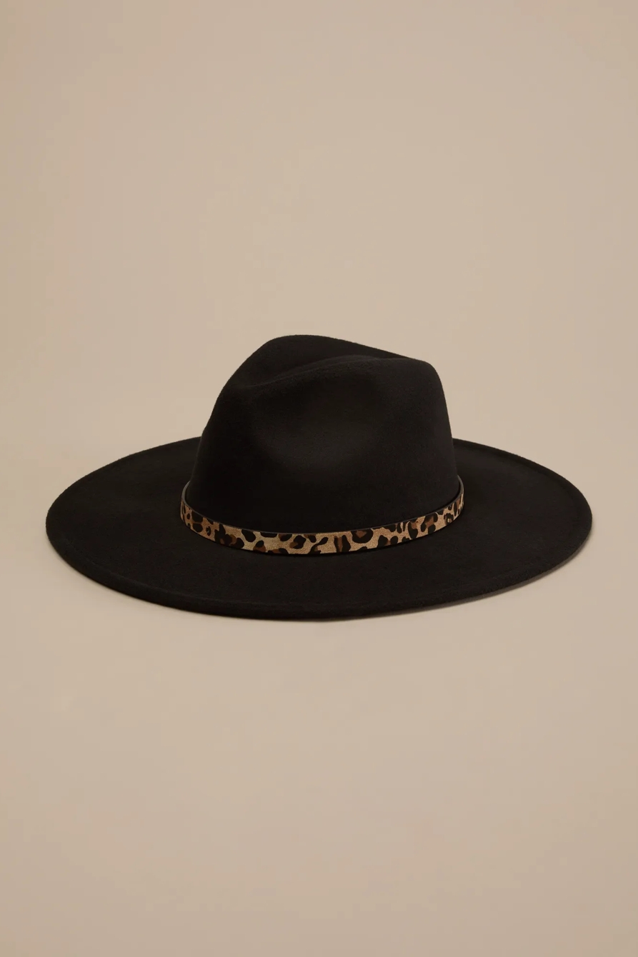 RANGER HAT with Leopard Band — BLACK — image 1