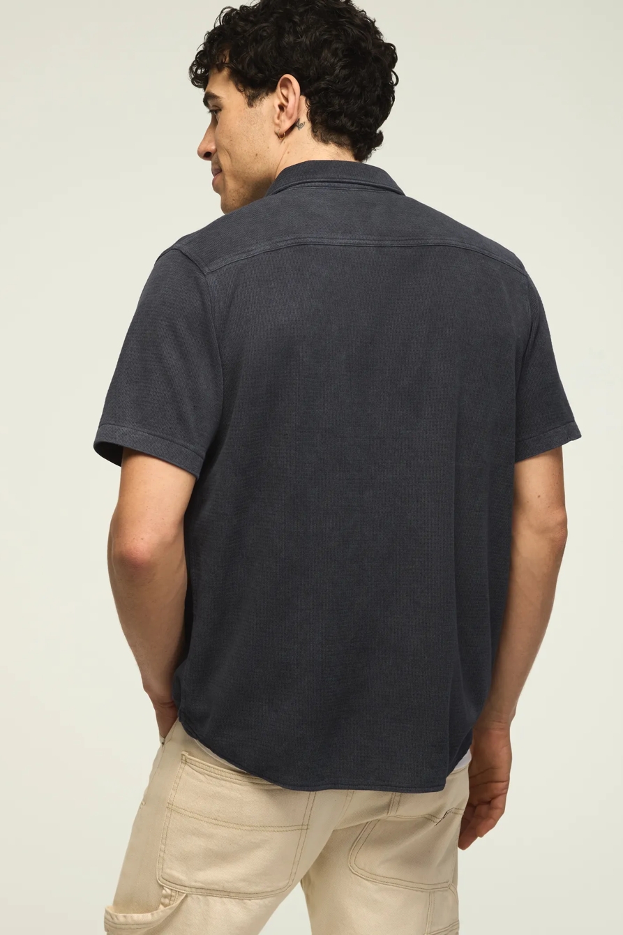 TEXTURED BUTTON THRU KNIT SHIRT — JET BLACK — image 3