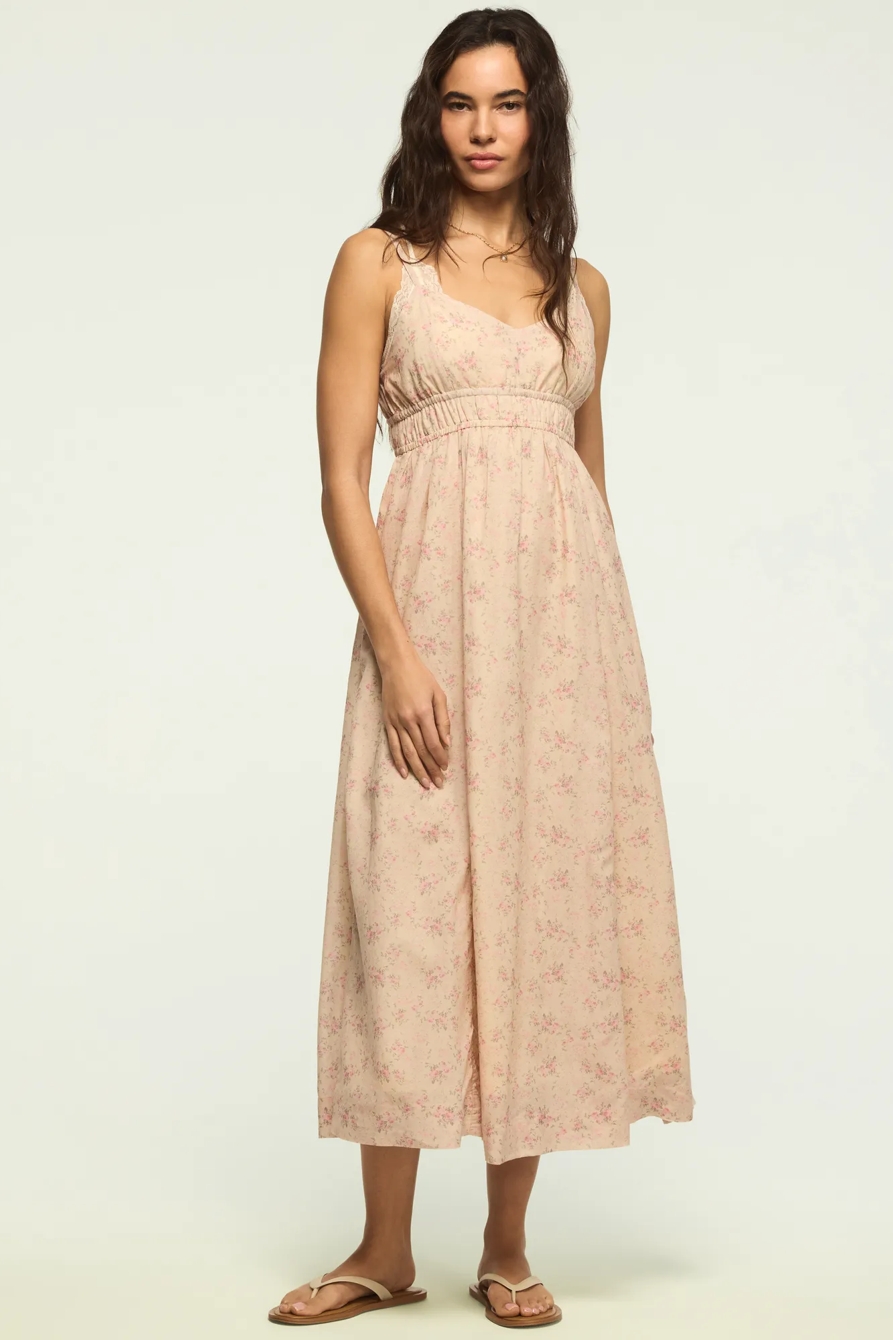 TIERED MIDI DRESS — CREAM MULTI — image 5