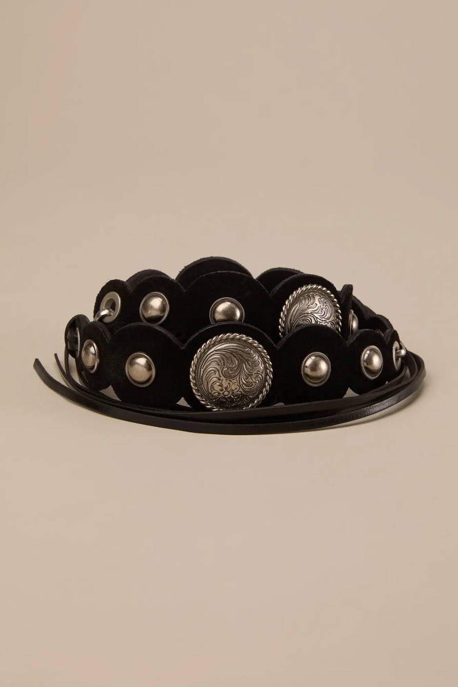 SUEDE WESTERN DISC BELT — BLACK — image 2