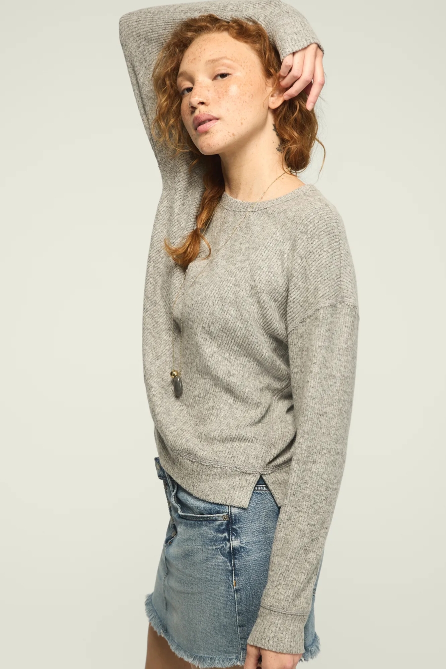 CLOUD SOFT CREW NECK POPOVER — MEDIUM HEATHER GRAY — image 4