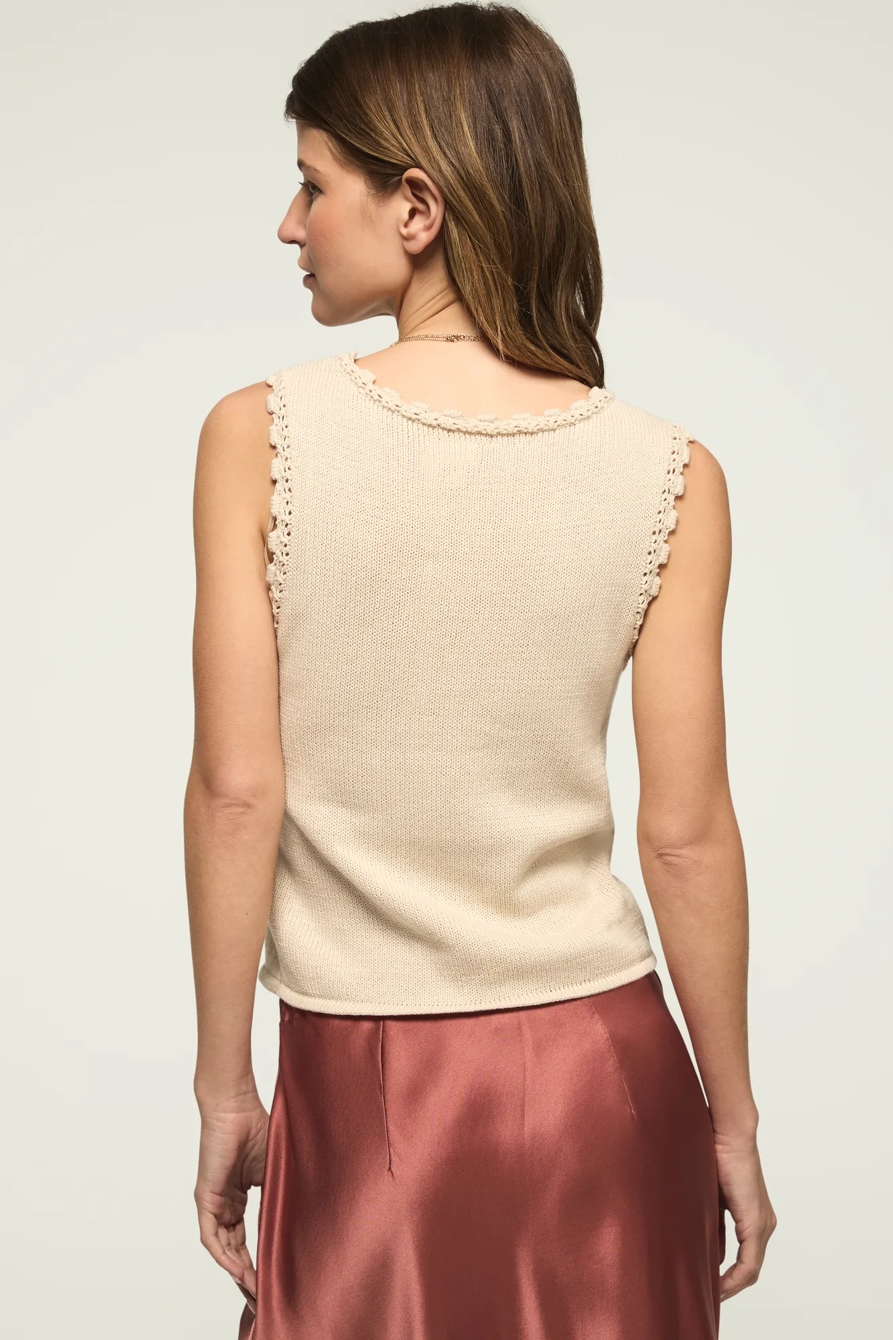 FESTIVAL LACE UP SWEATER VEST — STRAW HEATHER — image 3