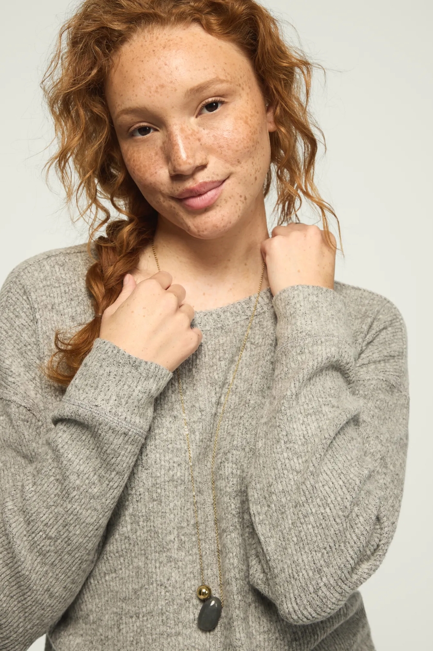CLOUD SOFT CREW NECK POPOVER — MEDIUM HEATHER GRAY — image 3