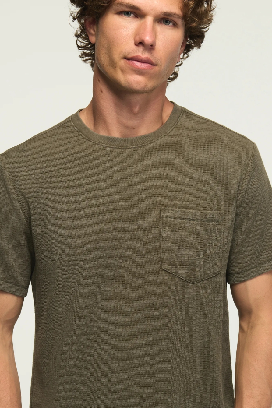 TEXTURED POCKET CREW NECK TEE — BLACK INK — image 2