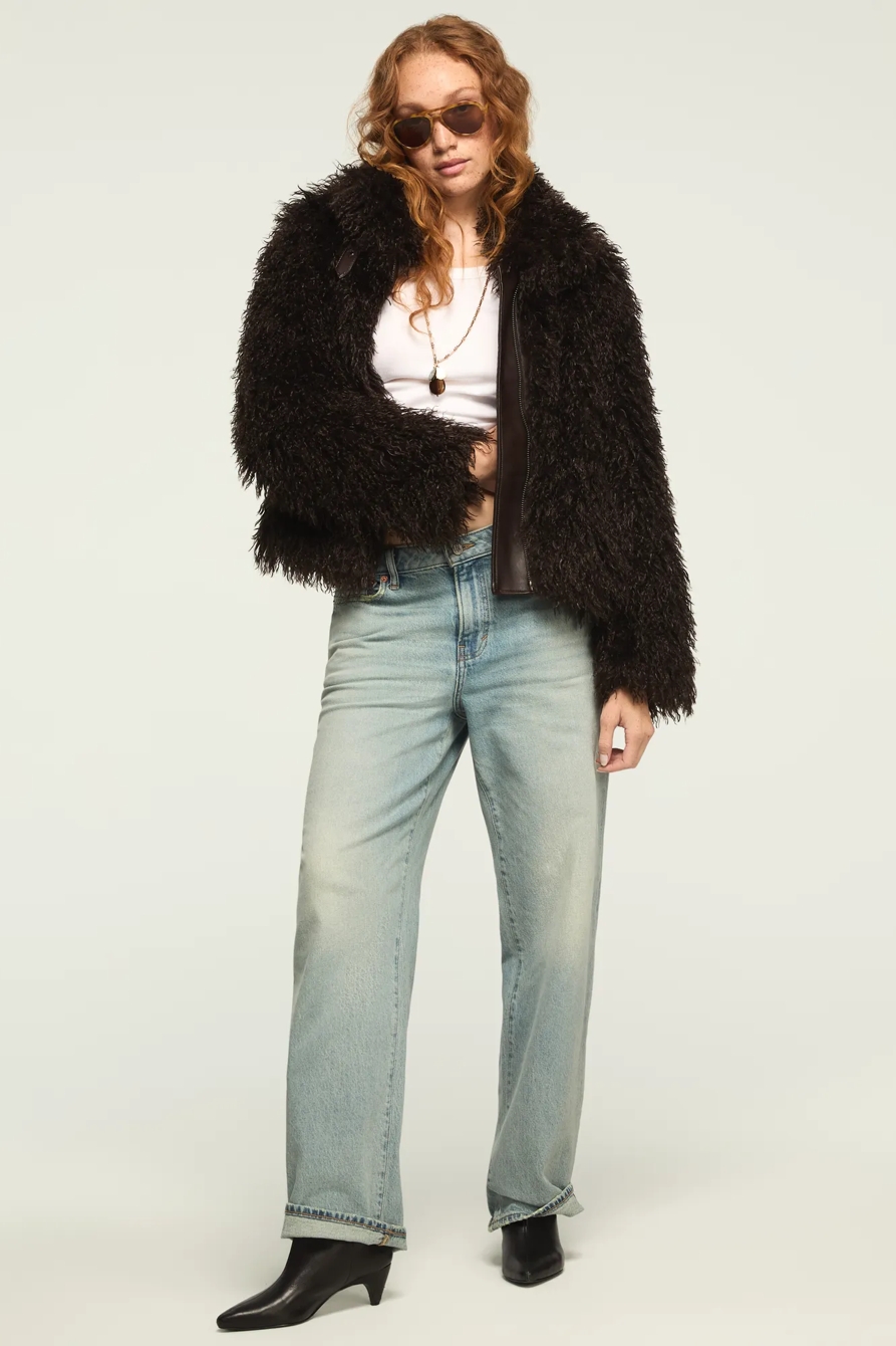 SHAGGY FAUX FUR COAT — BROWN — image 2