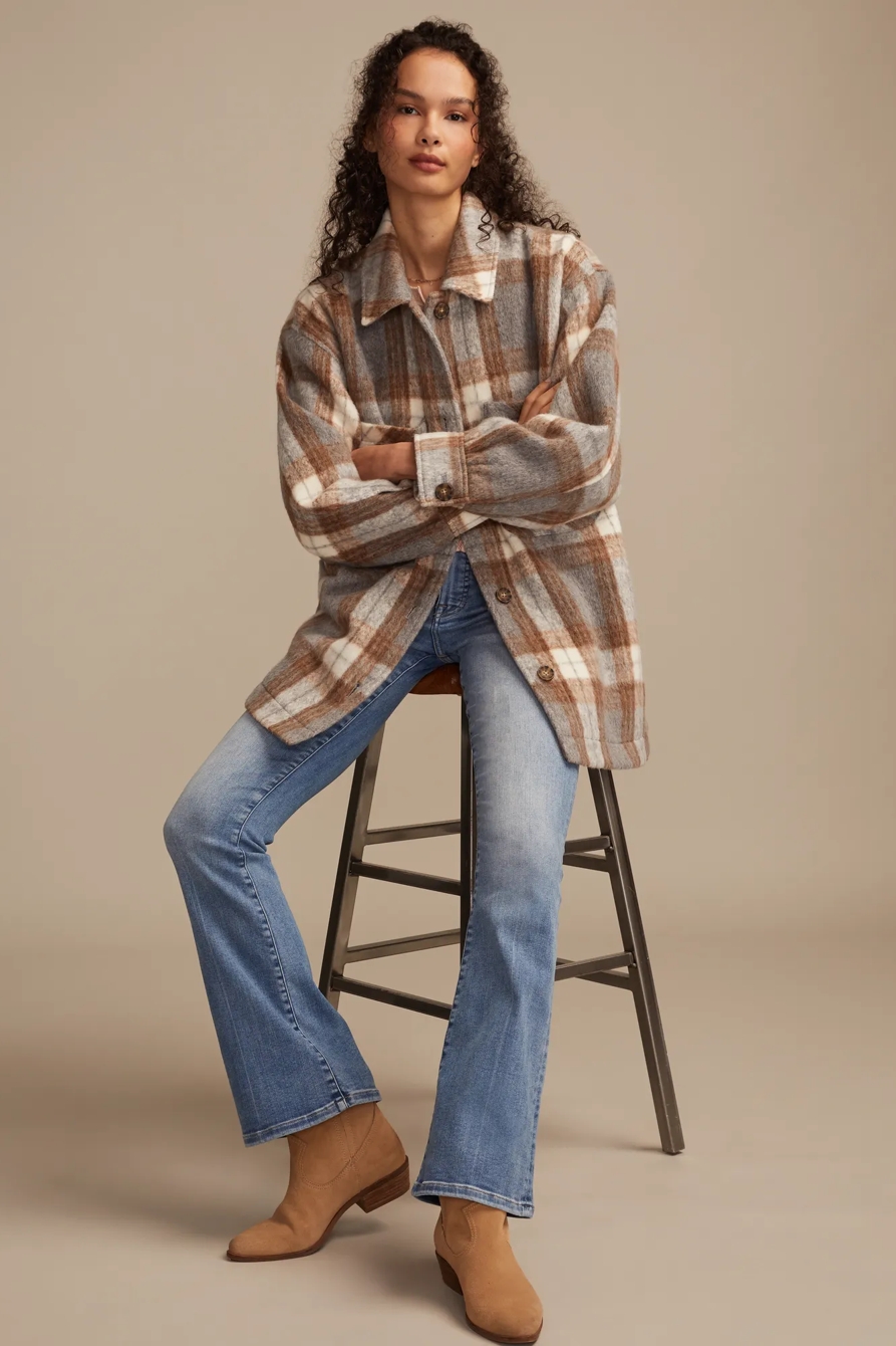 OVERSIZED PLAID SHIRT JACKET — Grey Plaid — image 7