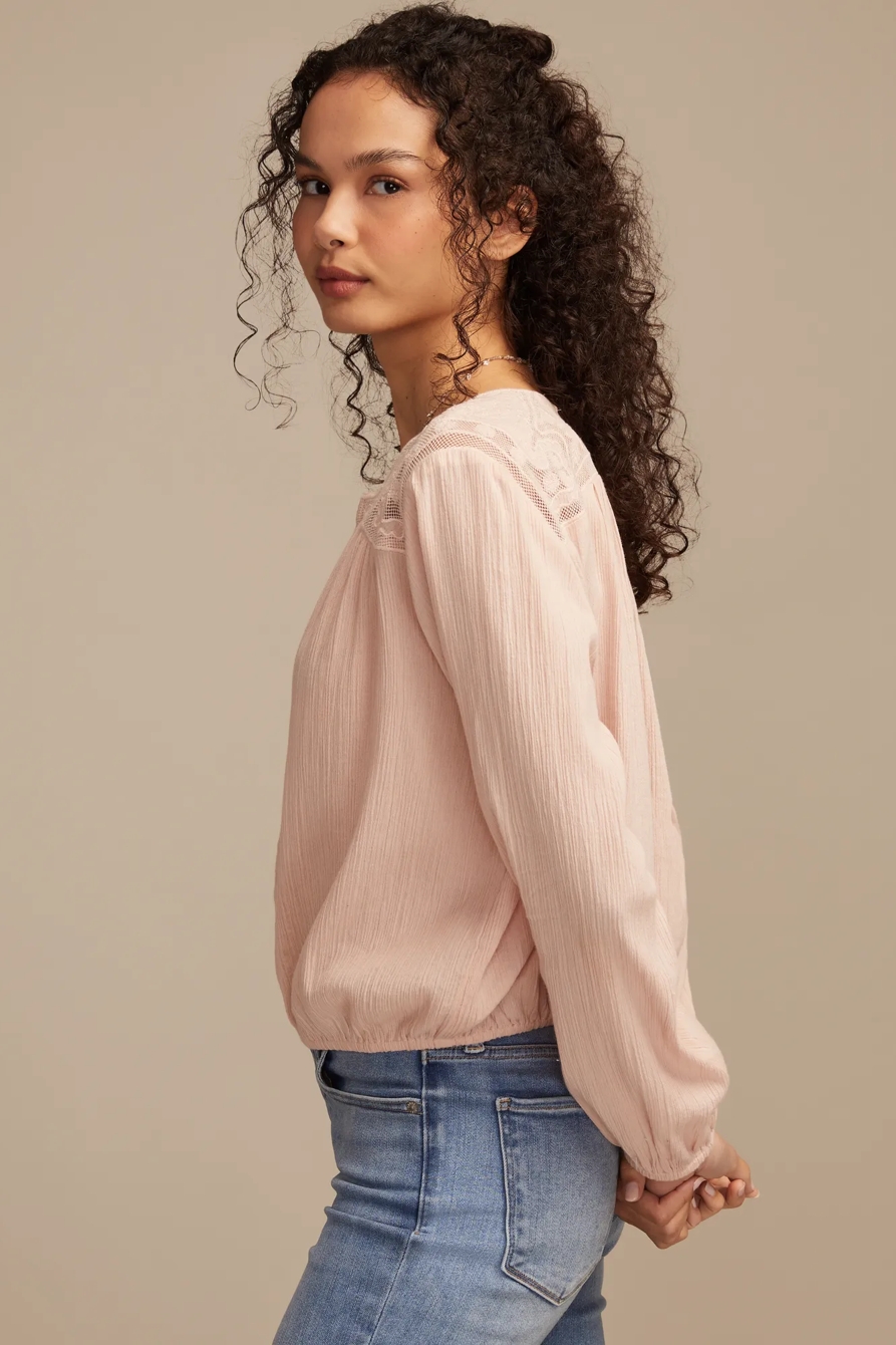 LONG SLEEVE PINTUCK BUBBLE TOP — SEPIA ROSE — image 5
