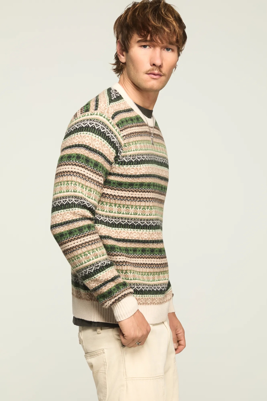 FAIR ISLE CREW SWEATER — OATMEAL MULTI — image 4