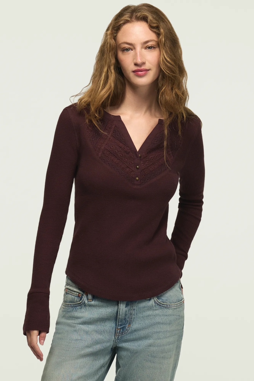 LACE TRIM MIX HENLEY — FUDGE — image 5
