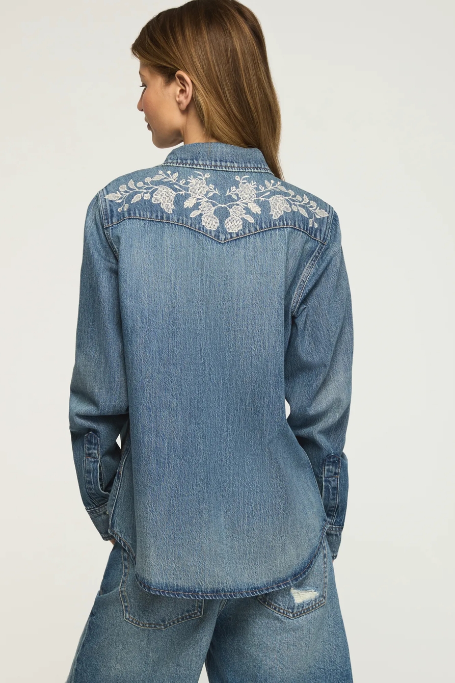 EMBROIDERED DENIM WESTERN SHIRT — SHOCKING SURPRISE WASH — image 3