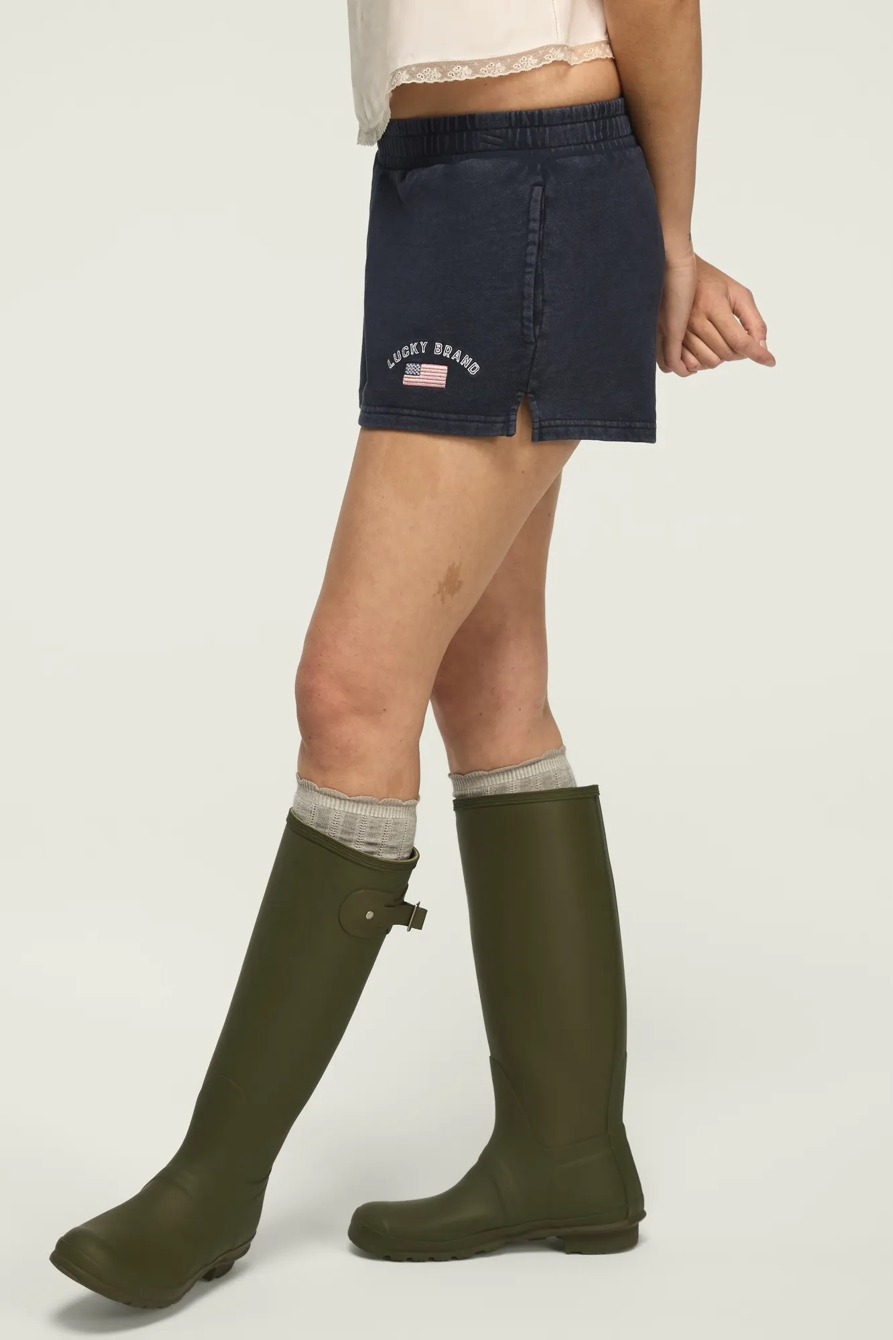 FLEECE LUCKY LOUNGE SHORT — NAVY — image 4