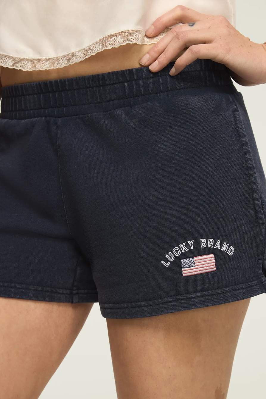 FLEECE LUCKY LOUNGE SHORT — NAVY — image 3