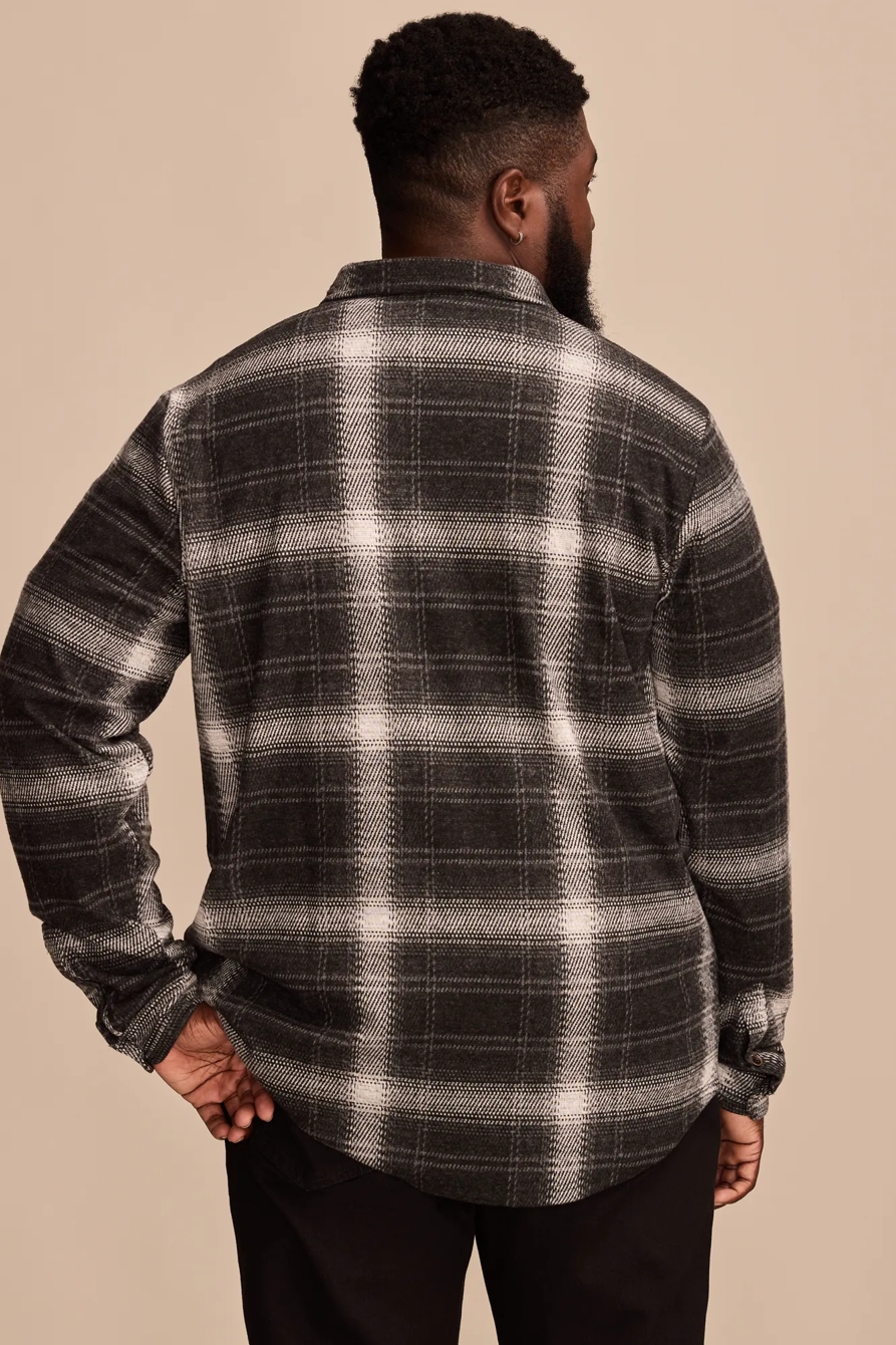 BIG & TALL LONG SLEEVE BRUSHED KNIT SHIRT — BLACK MULTI — image 3