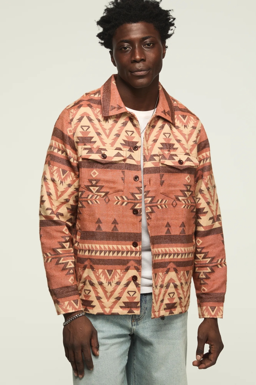 JACQUARD SHIRT JACKET — RED MULTI — image 1