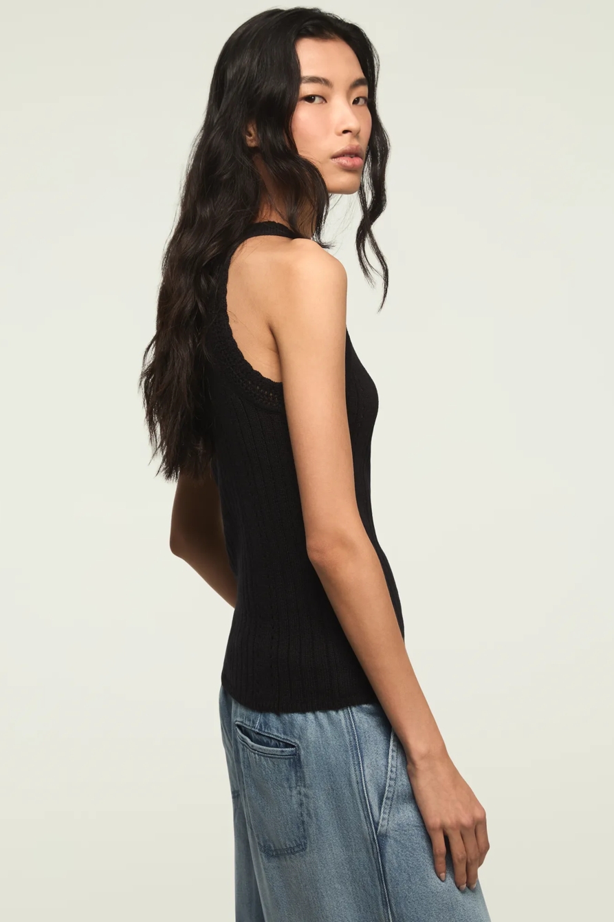 SCOOP NECK SWEATER TANK — DARK BLACK — image 4
