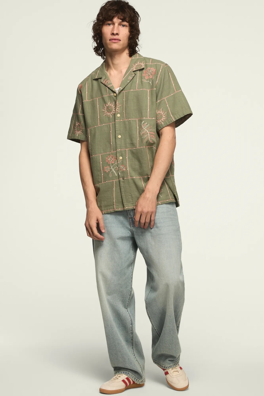 NOVELTY CAMP COLLAR SHIRT — OLIVE MULTI — image 6